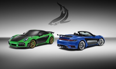 Blue Turbo S Cabrio and Green Turbo S Coupe